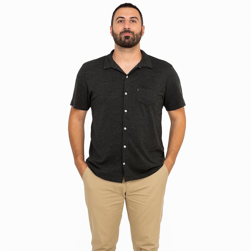 Woolly Merino Wool Shirt Men M Grey Button Front Outdoorsmancore Natural Fiber